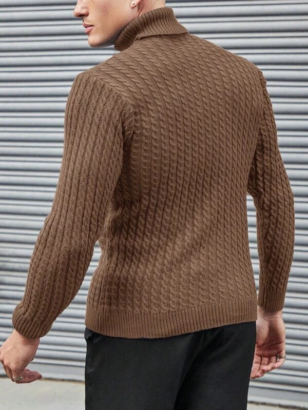 Aubrey -  Cable Knit Pattern Turtleneck Sweater Men