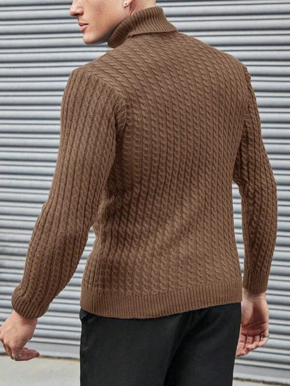 Aubrey -  Cable Knit Pattern Turtleneck Sweater Men