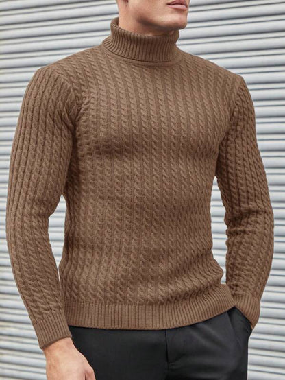 Aubrey -  Cable Knit Pattern Turtleneck Sweater Men