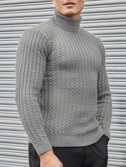 Aubrey -  Cable Knit Pattern Turtleneck Sweater Men