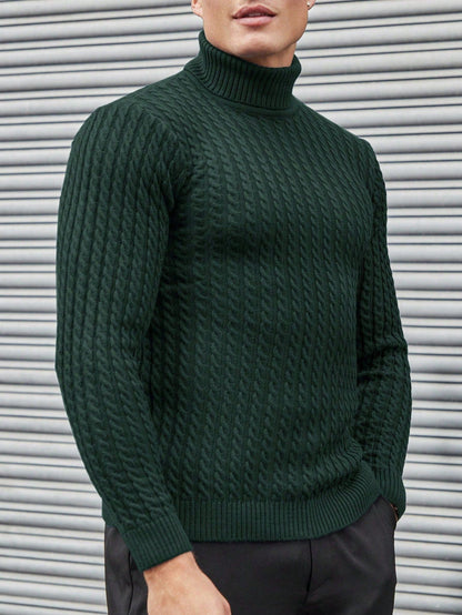 Aubrey -  Cable Knit Pattern Turtleneck Sweater Men