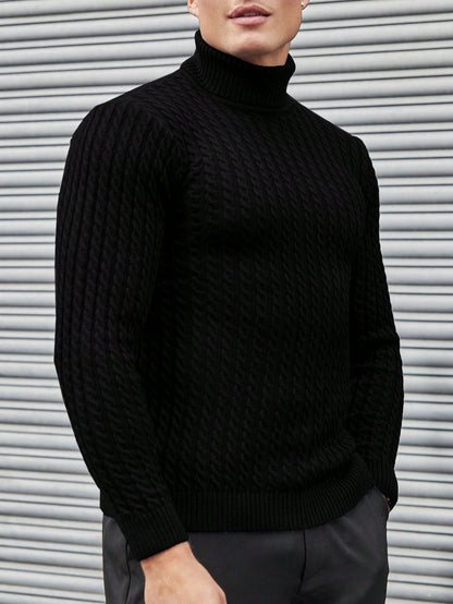 Aubrey -  Cable Knit Pattern Turtleneck Sweater Men