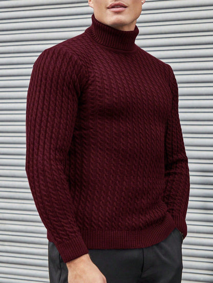 Aubrey -  Cable Knit Pattern Turtleneck Sweater Men