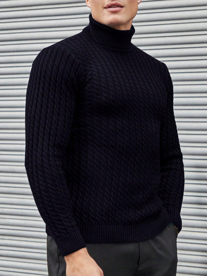 Aubrey -  Cable Knit Pattern Turtleneck Sweater Men