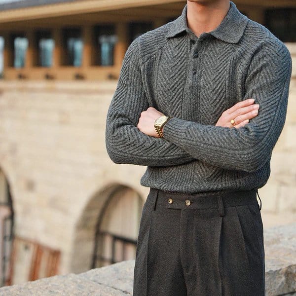 Zoe - Old Money Knitted Polo Jumper Men