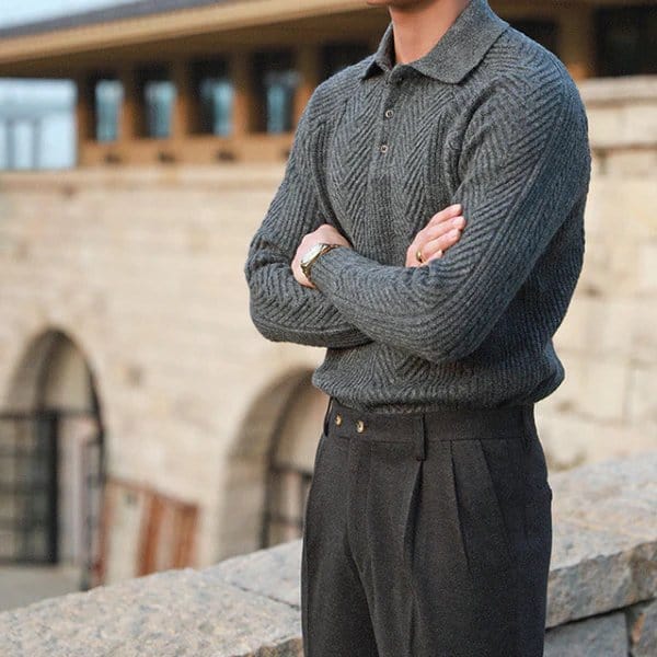 Zoe - Old Money Knitted Polo Jumper Men