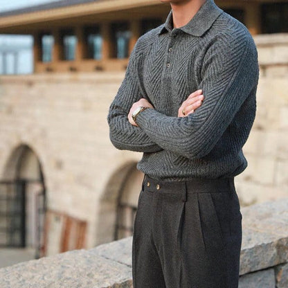 Zoe - Old Money Knitted Polo Jumper Men