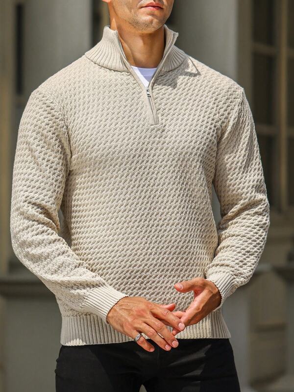 Men’s Casual Ribbed Knit Jumper