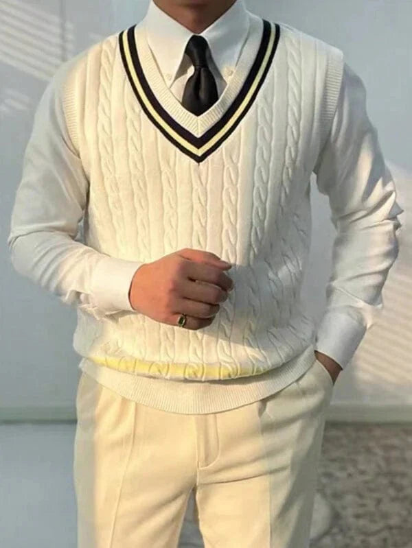 Old Money White V Neck Singlet Vest Men