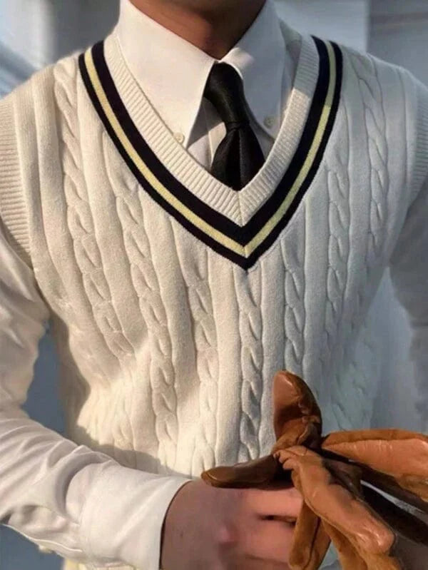 Old Money White V Neck Singlet Vest Men
