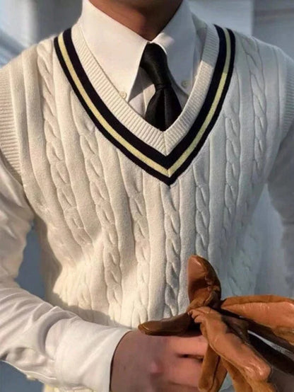 Old Money White V Neck Singlet Vest Men