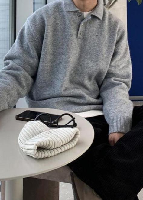Digby - Oversized Men's Knitted Polo Sweater