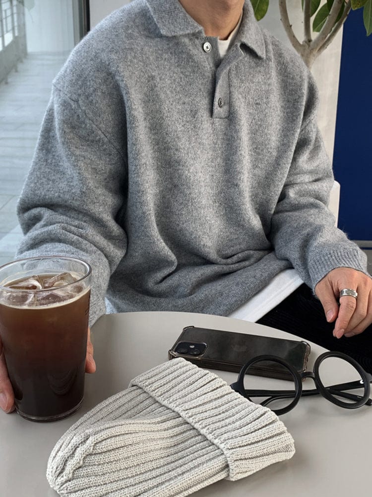 Digby - Oversized Men's Knitted Polo Sweater