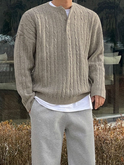 Phineas - Buttoned Cable Knit Jumper Men