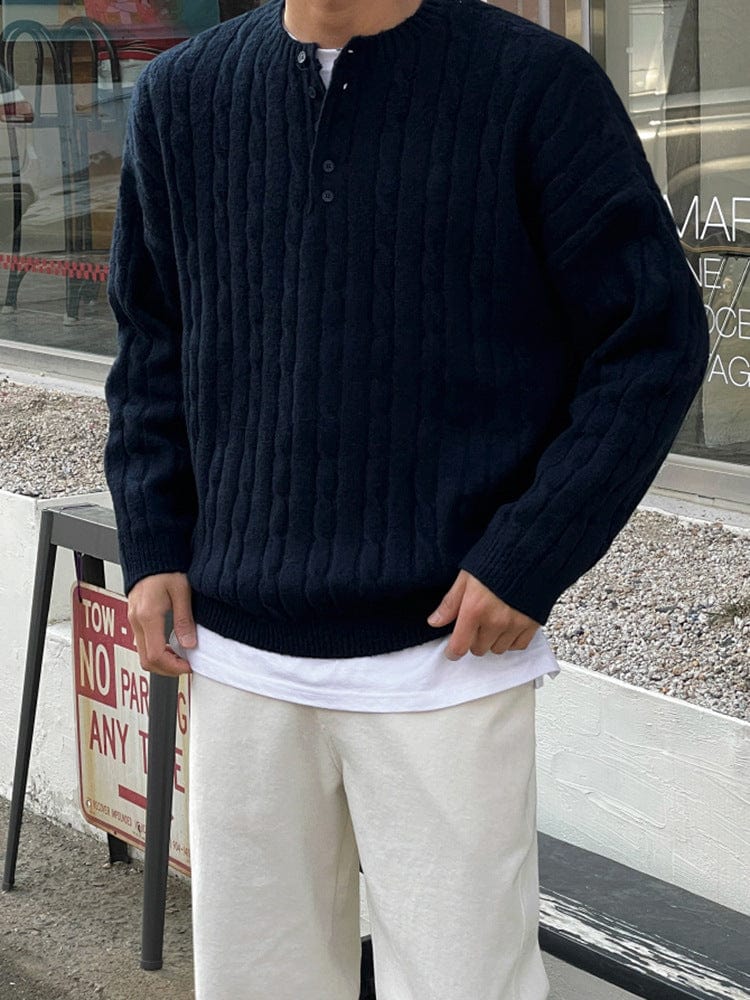 Phineas - Buttoned Cable Knit Jumper Men