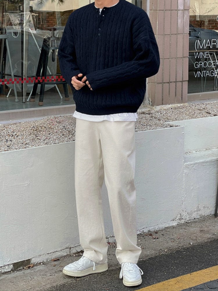 Phineas - Buttoned Cable Knit Jumper Men
