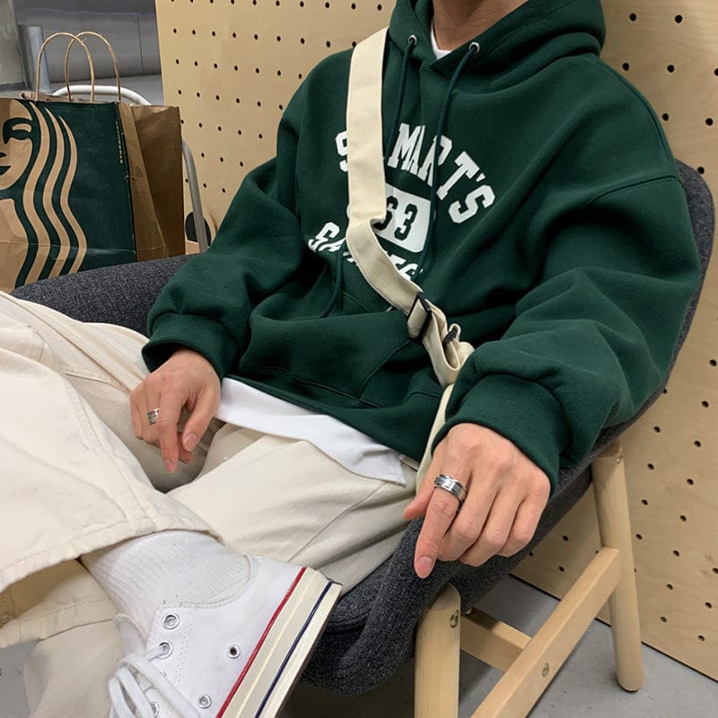 Green Hoodie with White Letters Men