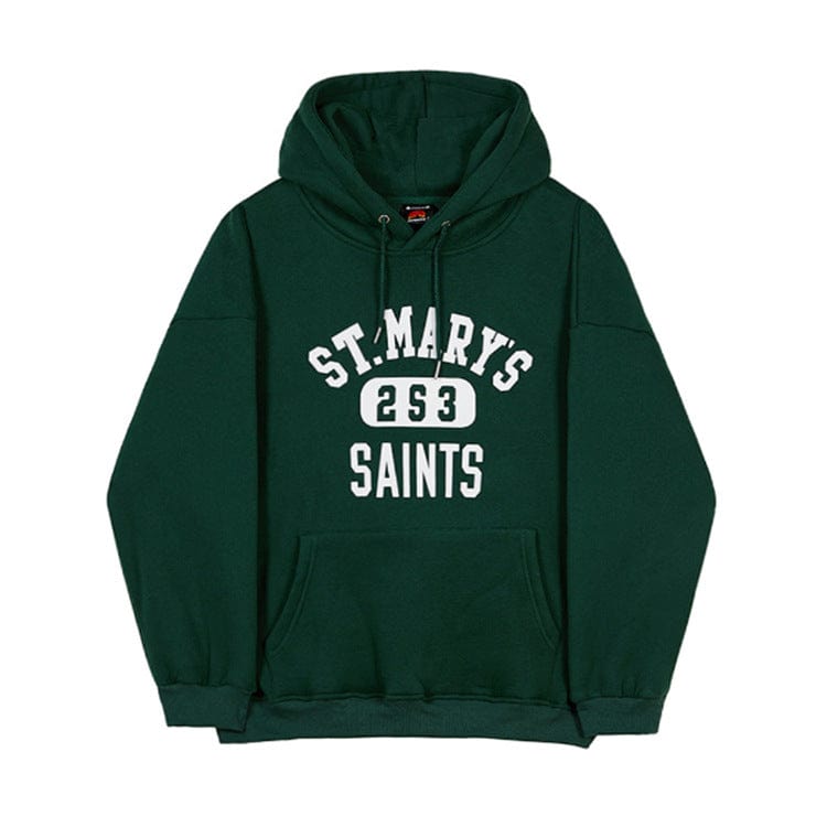 Green Hoodie with White Letters Men