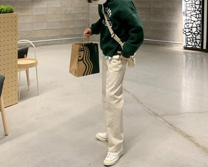 Green Hoodie with White Letters Men