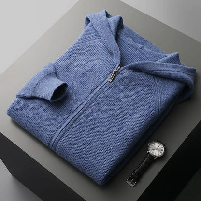 Terrence - Zip-Up Hooded Knit Jumper