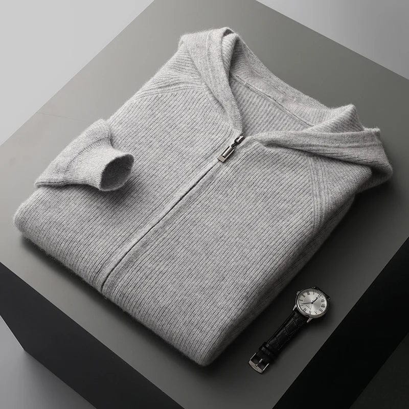 Terrence - Zip-Up Hooded Knit Jumper
