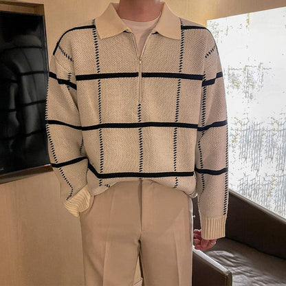 Mark - Autumn Quarter Zip Checkered Jumper Men