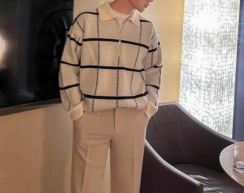 Mark - Autumn Quarter Zip Checkered Jumper Men