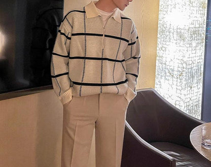 Mark - Autumn Quarter Zip Checkered Jumper Men