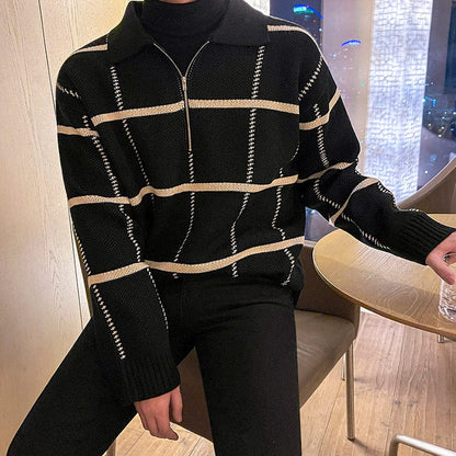 Mark - Autumn Quarter Zip Checkered Jumper Men