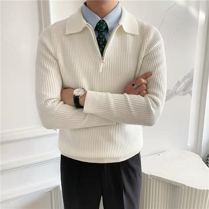 Reginal - Ribbed Quarter Zip Jumper Men
