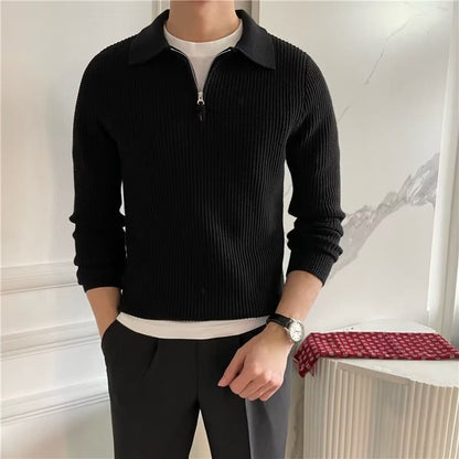 Reginal - Ribbed Quarter Zip Jumper Men