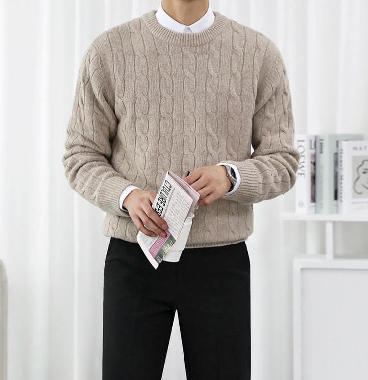 Derrick - Cable Knit Beige Jumper Men