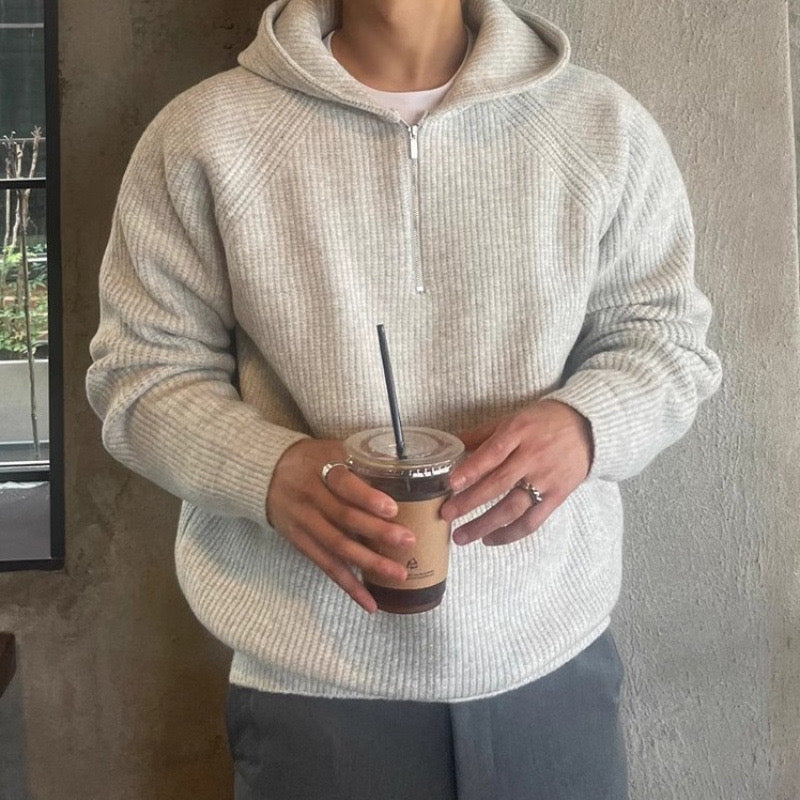 Nathaniel - Autumn Knitted Quarter Zip Hoodie