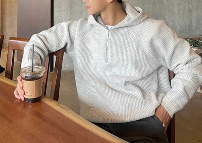 Nathaniel - Autumn Knitted Quarter Zip Hoodie