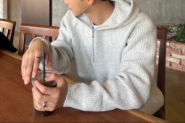 Nathaniel - Autumn Knitted Quarter Zip Hoodie