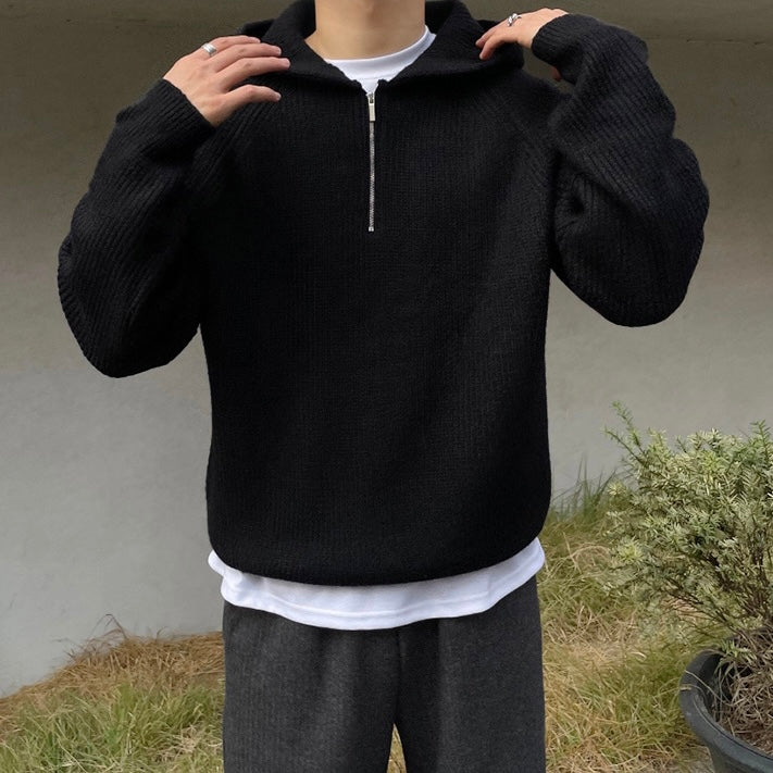 Nathaniel - Autumn Knitted Quarter Zip Hoodie