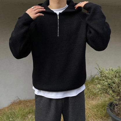 Nathaniel - Autumn Knitted Quarter Zip Hoodie