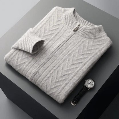 Long-Sleeved Zip-Up Winter Jumper Men
