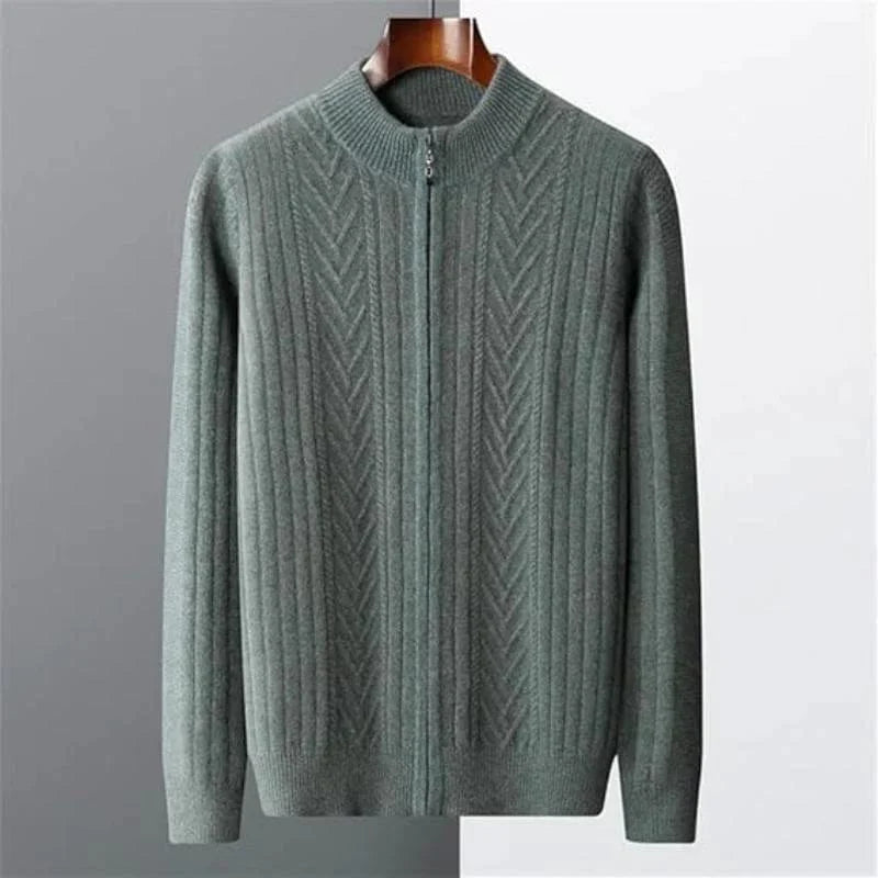 Long-Sleeved Zip-Up Winter Jumper Men