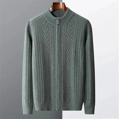 Long-Sleeved Zip-Up Winter Jumper Men