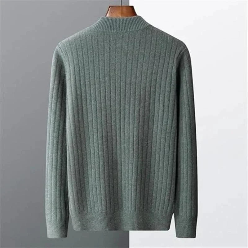 Long-Sleeved Zip-Up Winter Jumper Men