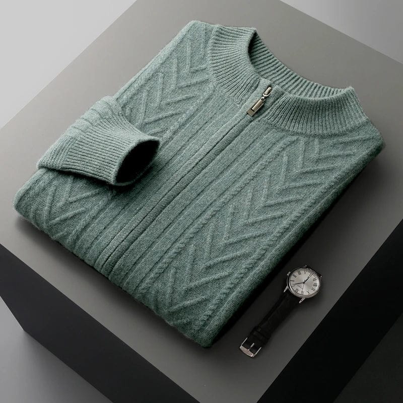 Long-Sleeved Zip-Up Winter Jumper Men