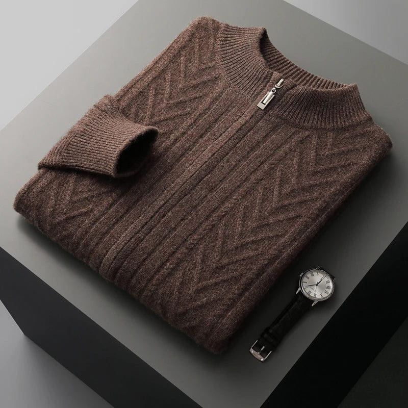 Long-Sleeved Zip-Up Winter Jumper Men