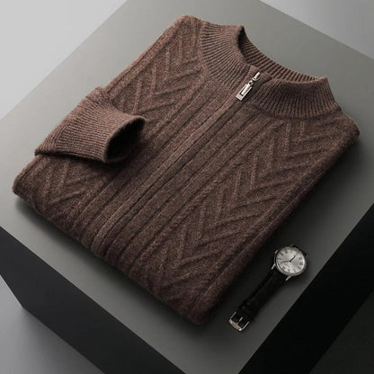 Long-Sleeved Zip-Up Winter Jumper Men