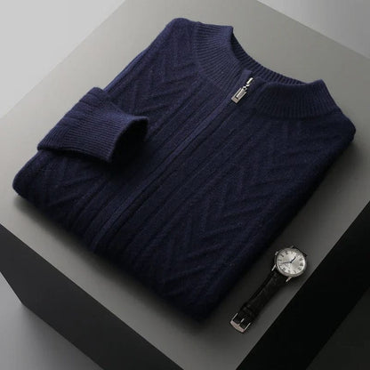 Long-Sleeved Zip-Up Winter Jumper Men