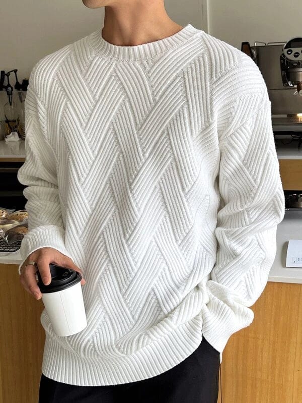 Textured Crew Neck Knitted Jumper Men