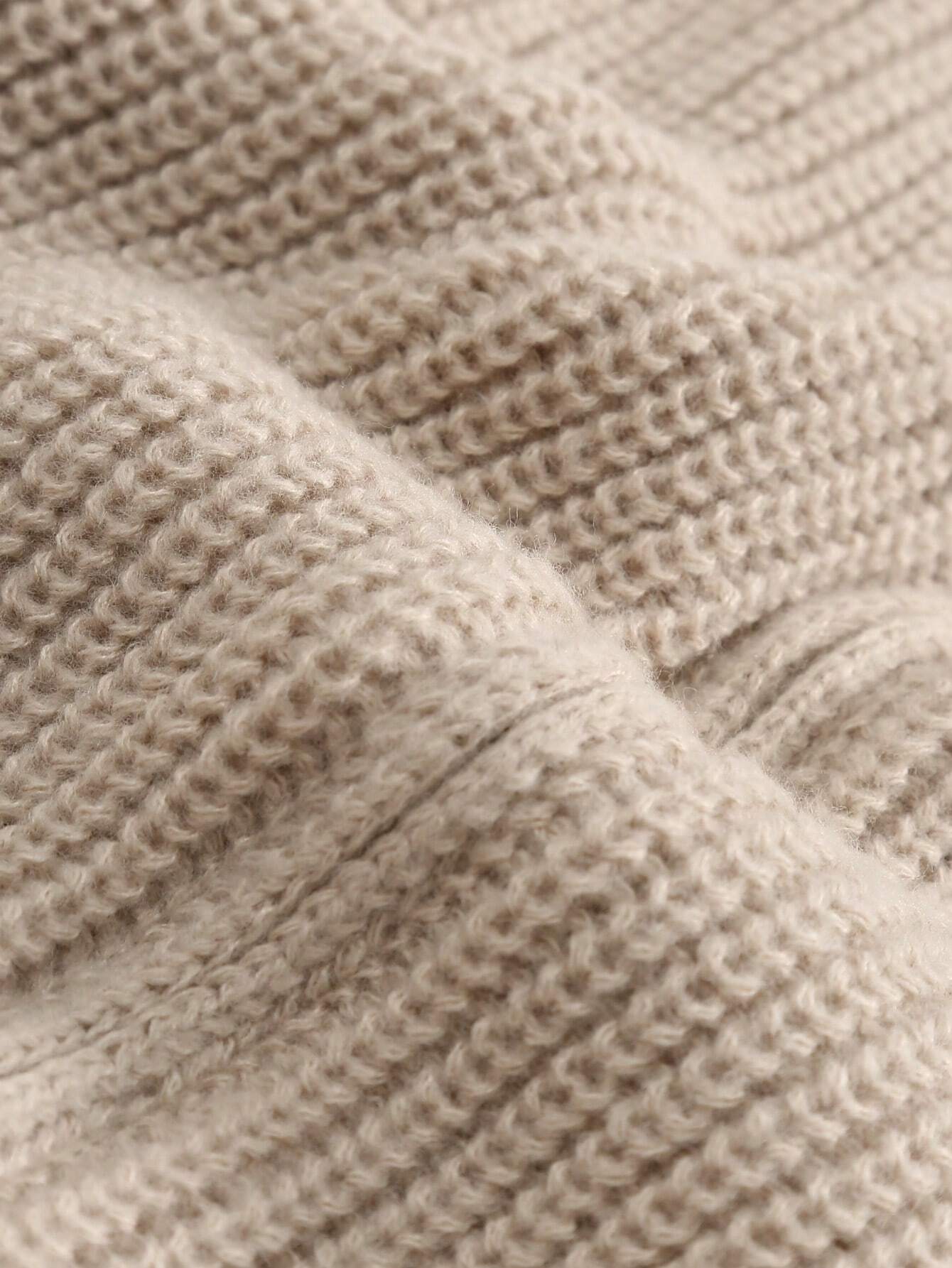 Beige Knitted Cardigan with Collar Men