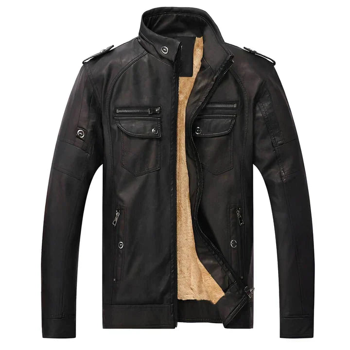 Men's Fitted Leather Bike Jacket - BritishElegance