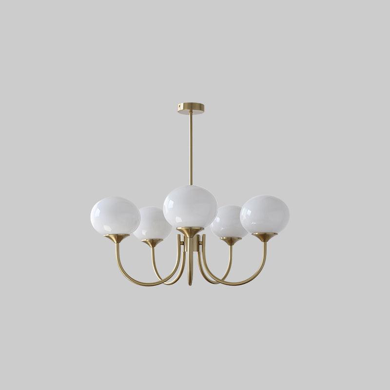 Luxury Gold Chandelier With Rose Glass Shades