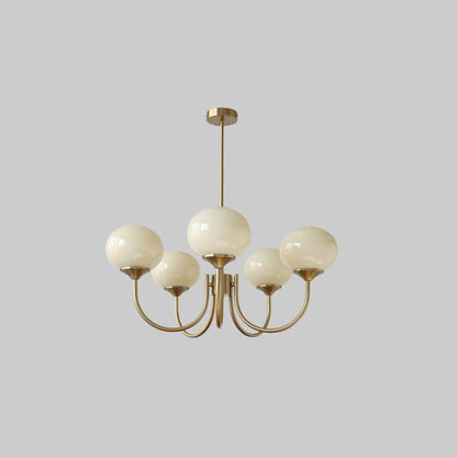 Luxury Gold Chandelier With Rose Glass Shades